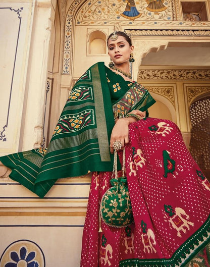 Red Patola Silk Printed Saree | Leemboodi