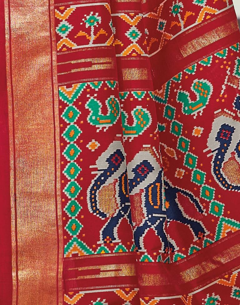 Light Green Patola Silk Printed Saree | Leemboodi