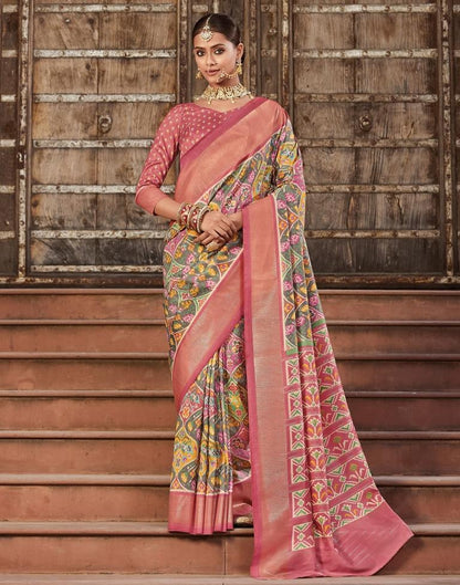 Grey Patola Silk Printed Saree | Leemboodi