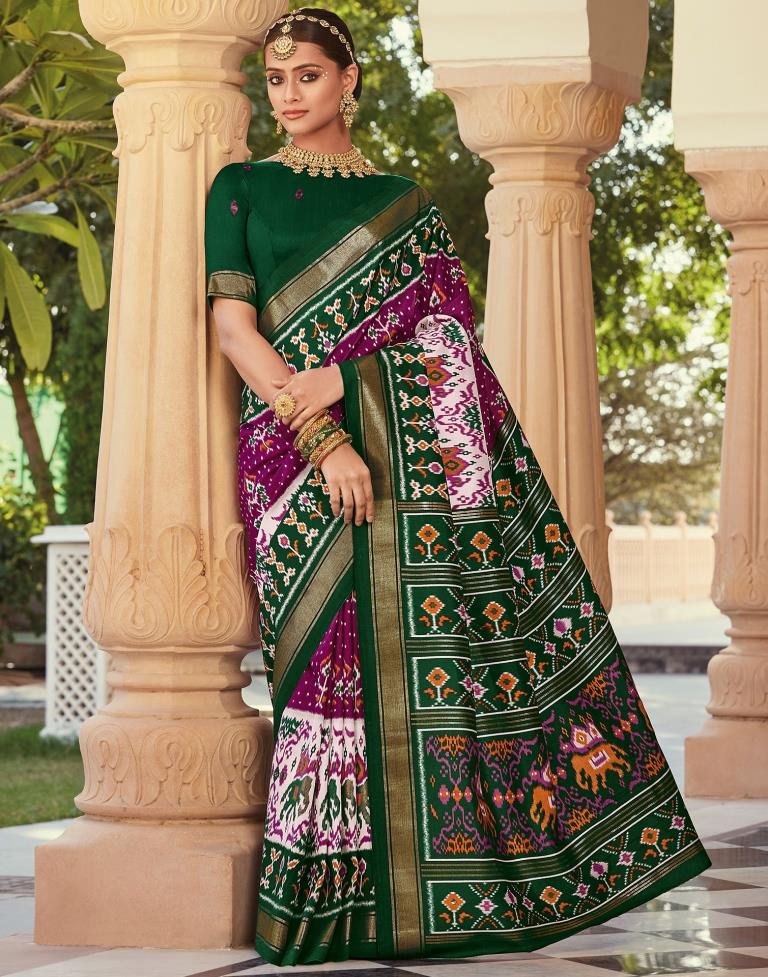 Purple Patola Silk Printed Saree | Leemboodi