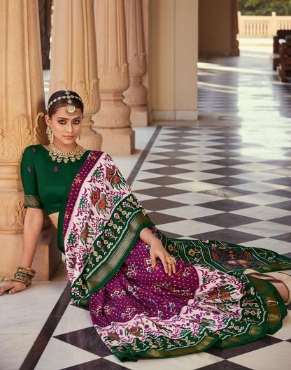 Purple Patola Silk Printed Saree | Leemboodi