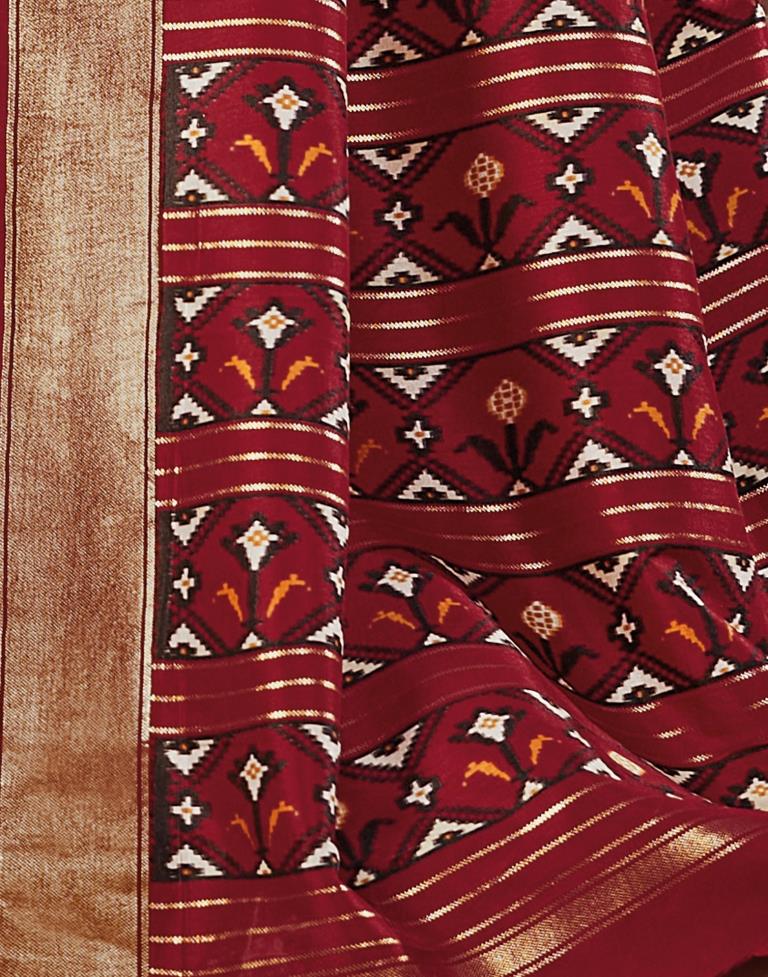 Red Patola Silk Printed Saree | Leemboodi