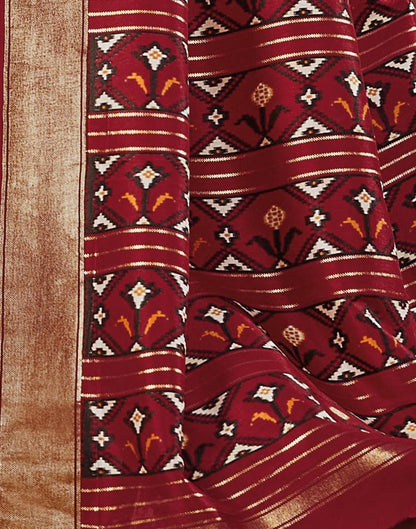 Red Patola Silk Printed Saree | Leemboodi