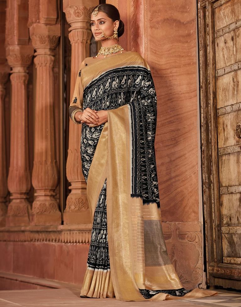 Black Patola Silk Printed Saree | Leemboodi