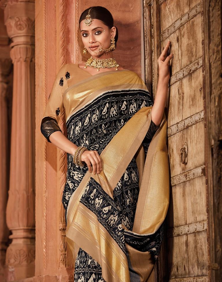 Black Patola Silk Printed Saree | Leemboodi