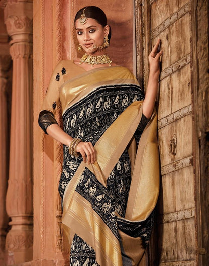 Black Patola Silk Printed Saree | Leemboodi