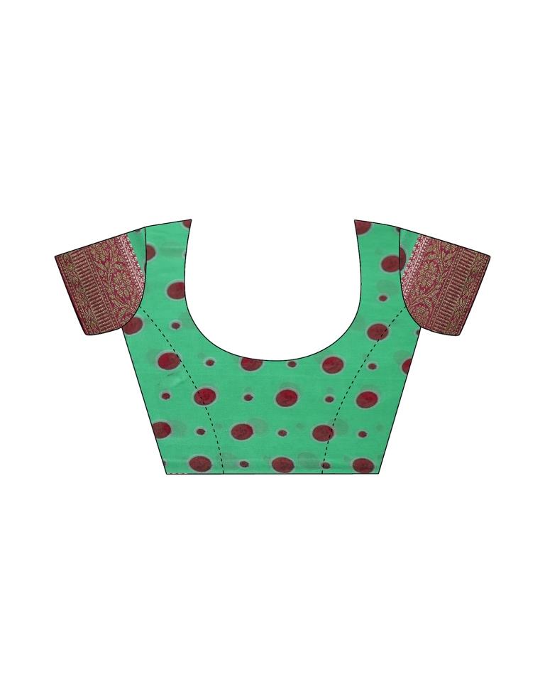 Green Printed Georgette Saree