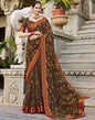 Brown Printed Georgette Saree