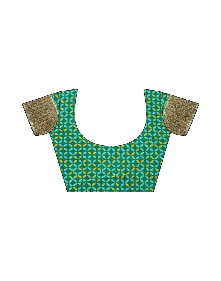 Green Printed Georgette Saree