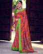 Orange Bandhani Silk Printed Saree | Leemboodi