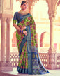 Green Bandhani Silk Printed Saree | Leemboodi