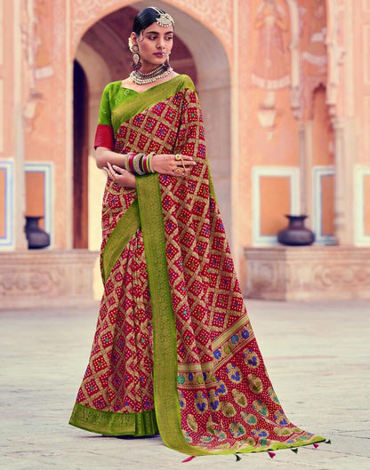 Maroon Patola Silk Printed Saree | Leemboodi