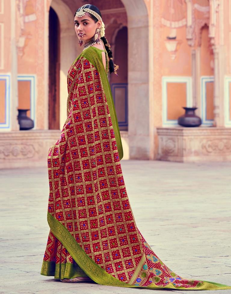 Maroon Patola Silk Printed Saree | Leemboodi