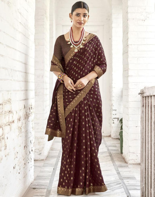 Light Maroon Silk Printed Saree | Sudathi