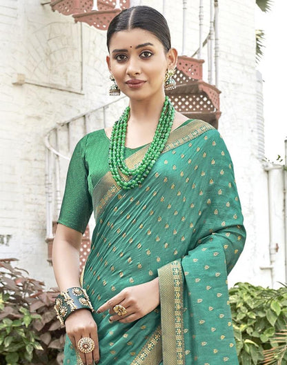 Turquoise Silk Printed Saree | Sudathi