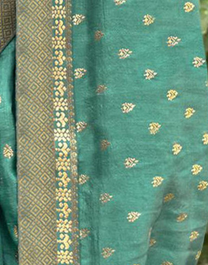 Turquoise Silk Printed Saree | Sudathi