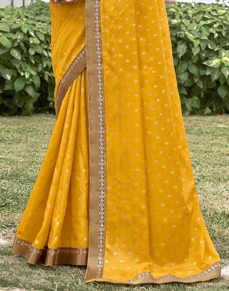 Yellow Silk Printed Saree | Sudathi