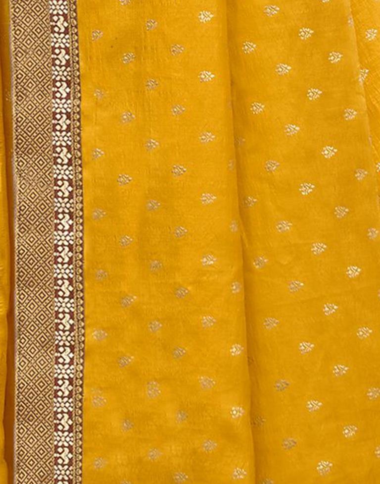 Yellow Silk Printed Saree | Sudathi