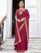 Dark Pink Silk Printed Saree | Sudathi