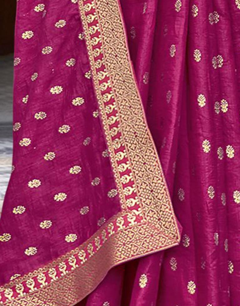 Dark Pink Silk Printed Saree | Sudathi
