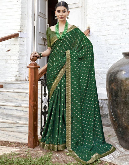 Green Silk Printed Saree | Sudathi