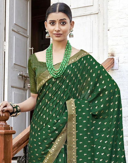 Green Silk Printed Saree | Sudathi