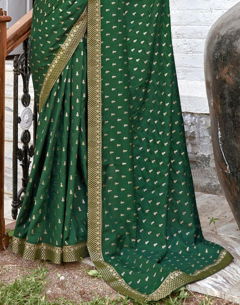 Green Silk Printed Saree | Sudathi