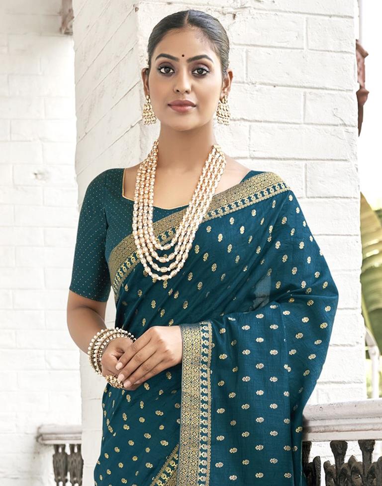 Blue Silk Printed Saree | Sudathi