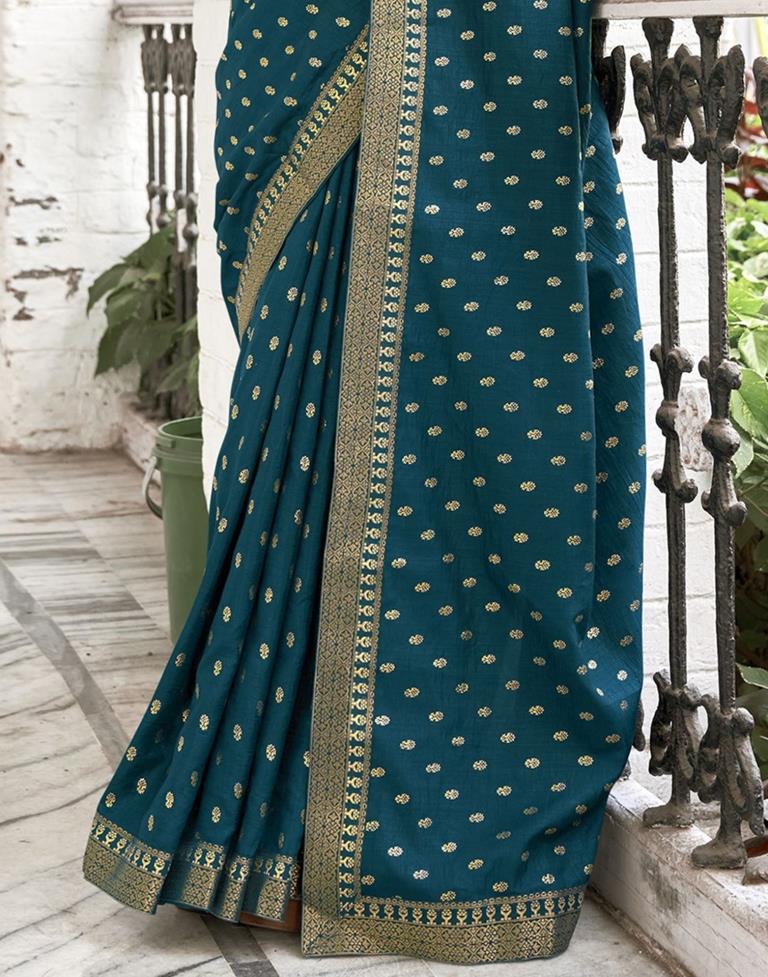 Blue Silk Printed Saree | Sudathi