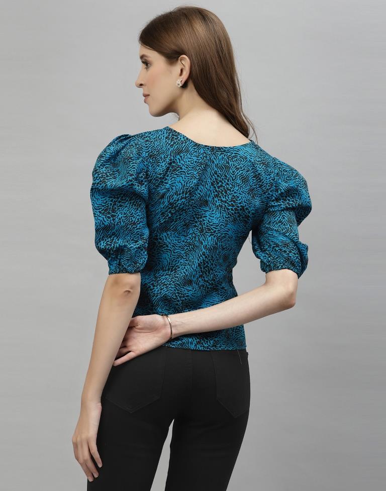 Blue Puffed Sleeve Top | Sudathi