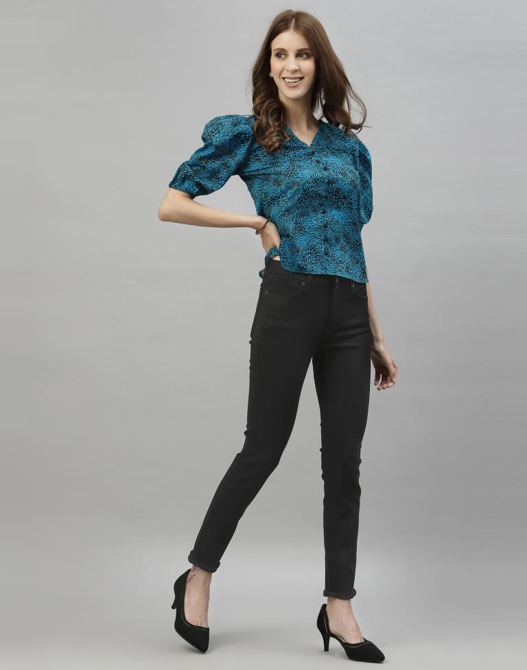 Blue Puffed Sleeve Top | Sudathi