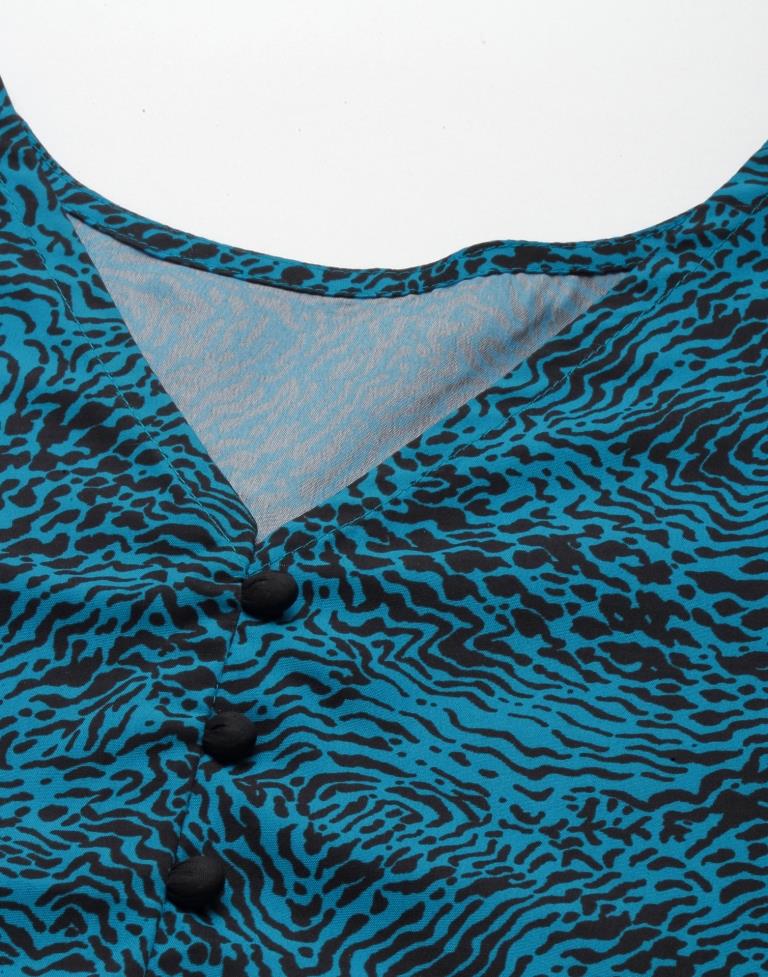 Blue Puffed Sleeve Top | Sudathi