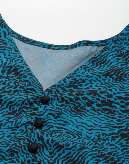 Blue Puffed Sleeve Top | Sudathi