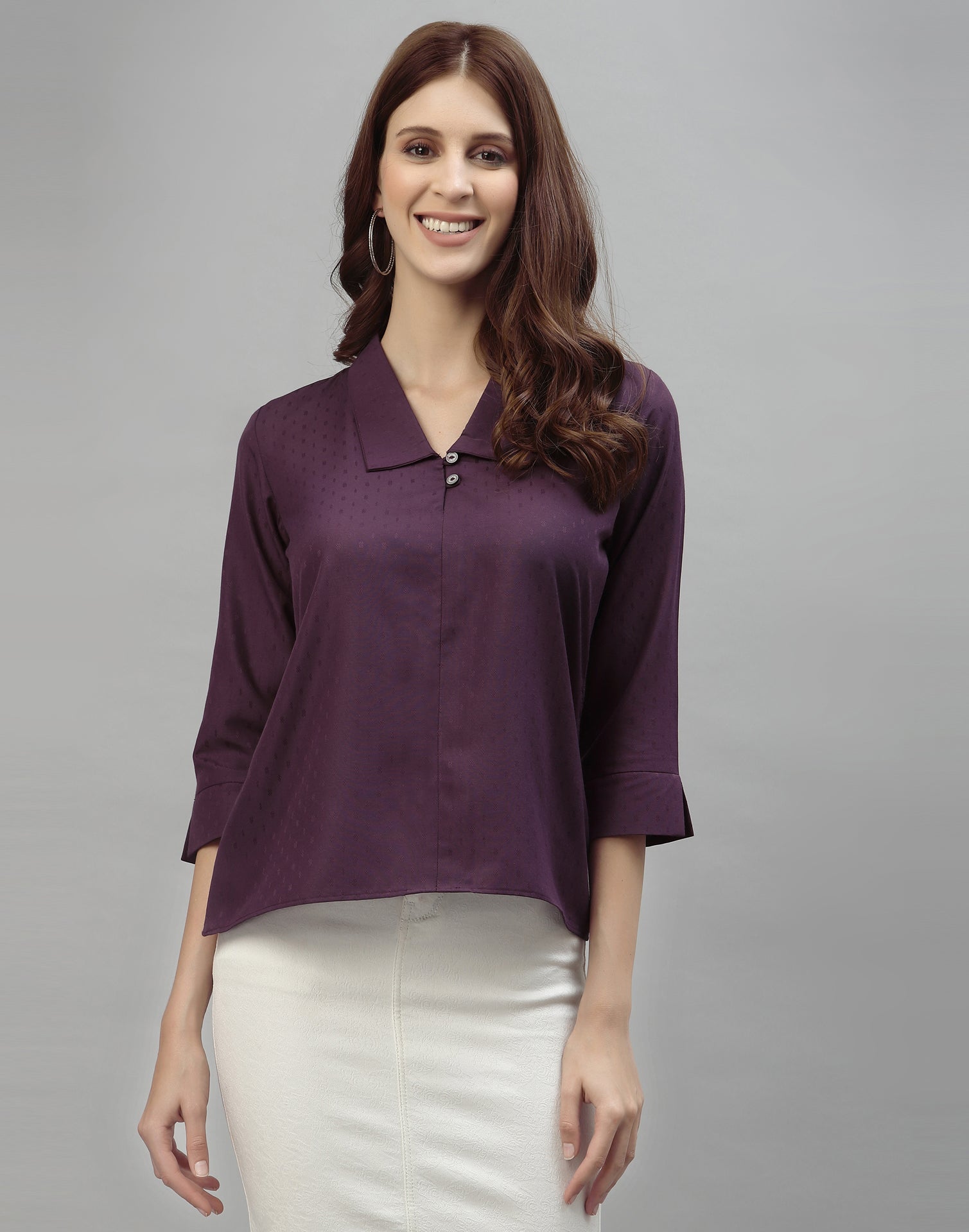 Dark Purple Self Woven Shirt | Sudathi