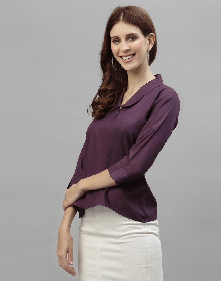 Dark Purple Self Woven Shirt | Sudathi