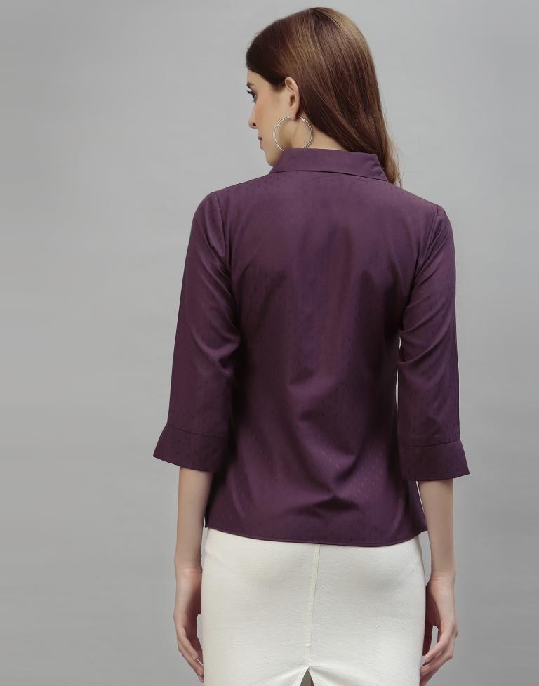 Dark Purple Self Woven Shirt | Sudathi