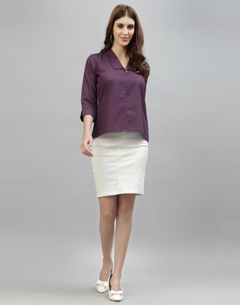 Dark Purple Self Woven Shirt | Sudathi