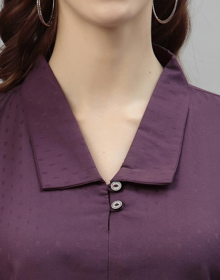 Dark Purple Self Woven Shirt | Sudathi