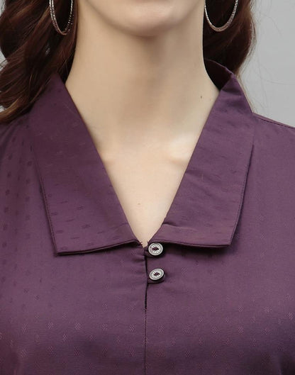 Dark Purple Self Woven Shirt | Sudathi