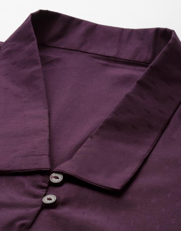 Dark Purple Self Woven Shirt | Sudathi