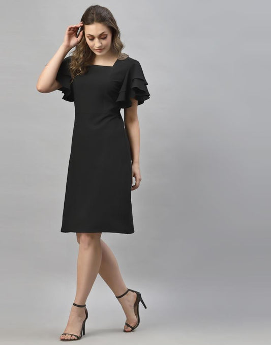Black Ruffle Sleeve Dress | Sudathi