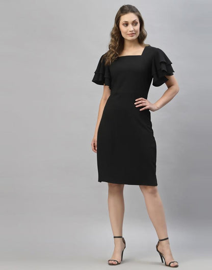 Black Ruffle Sleeve Dress | Sudathi
