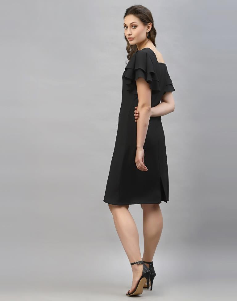 Black Ruffle Sleeve Dress | Sudathi