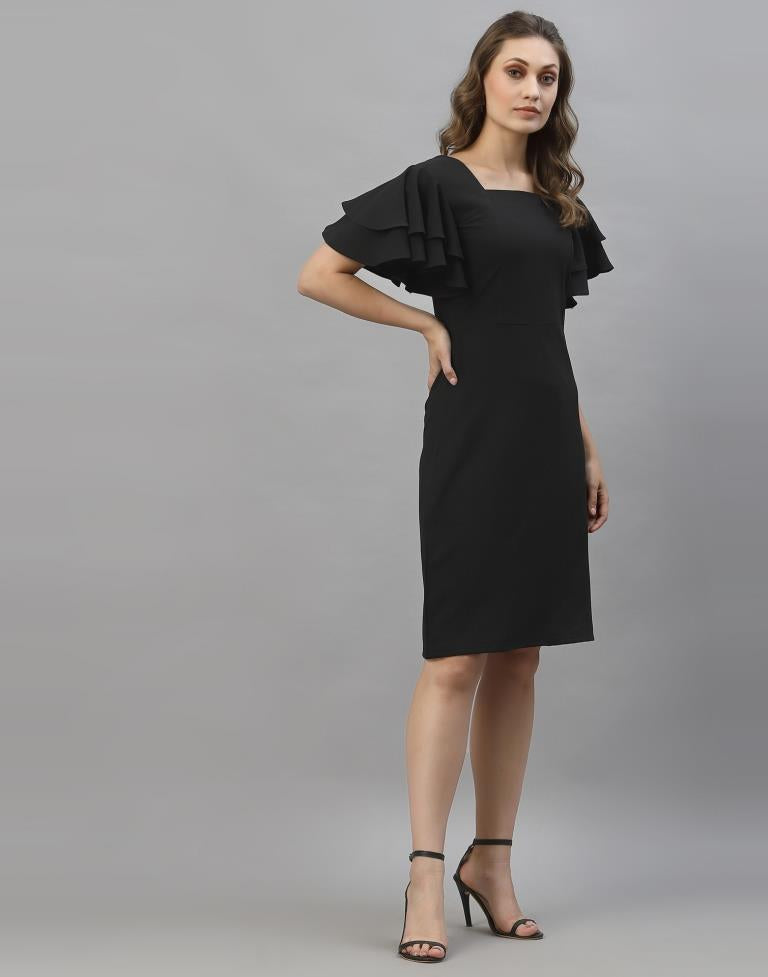 Black Ruffle Sleeve Dress | Sudathi