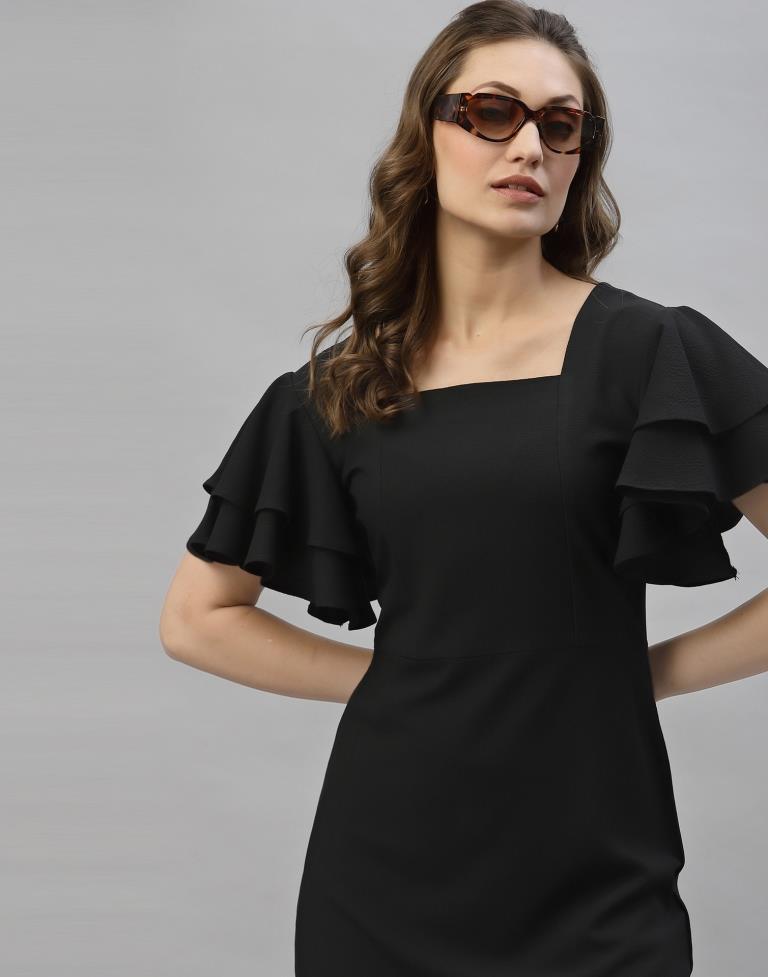 Black Ruffle Sleeve Dress | Sudathi