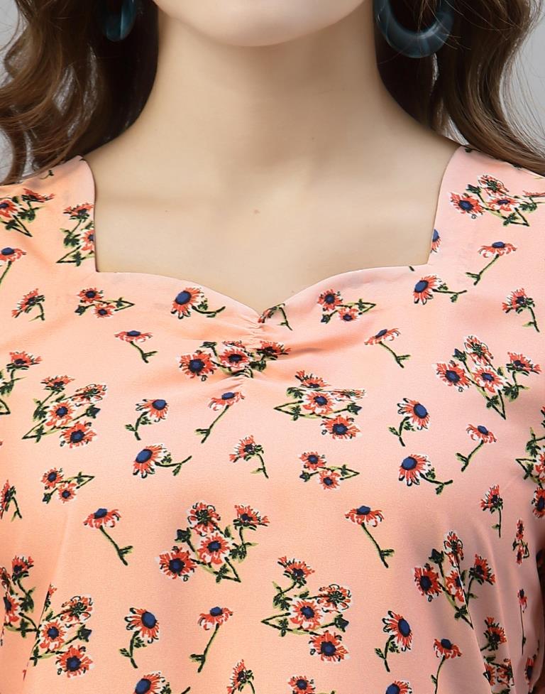 Peach Floral A-Line Dress | Sudathi