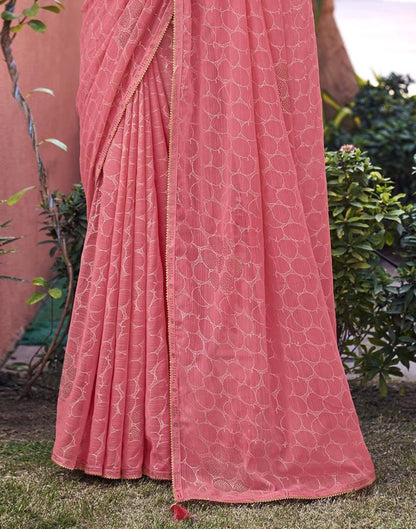 Pink Chiffon Printed Saree | Sudathi