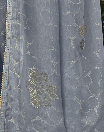 Grey Chiffon Printed Saree | Sudathi