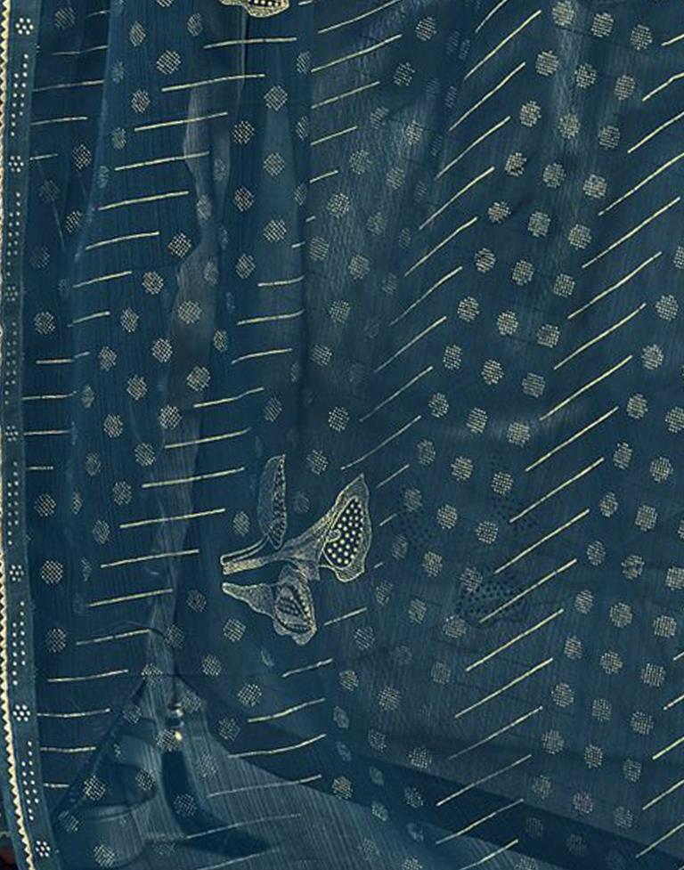 Blue Chiffon Printed Saree | Sudathi