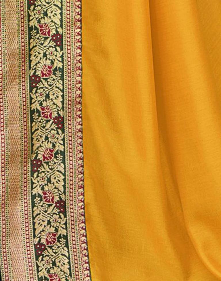 Mustard Yellow Silk Plain Saree | Sudathi